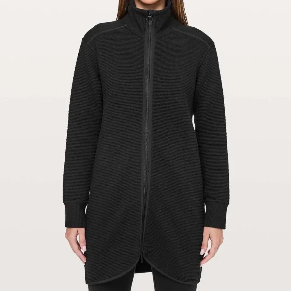 READ Lululemon On Repeat Jacket Women's Size 10 Black Full Zip Longline Slim Fit